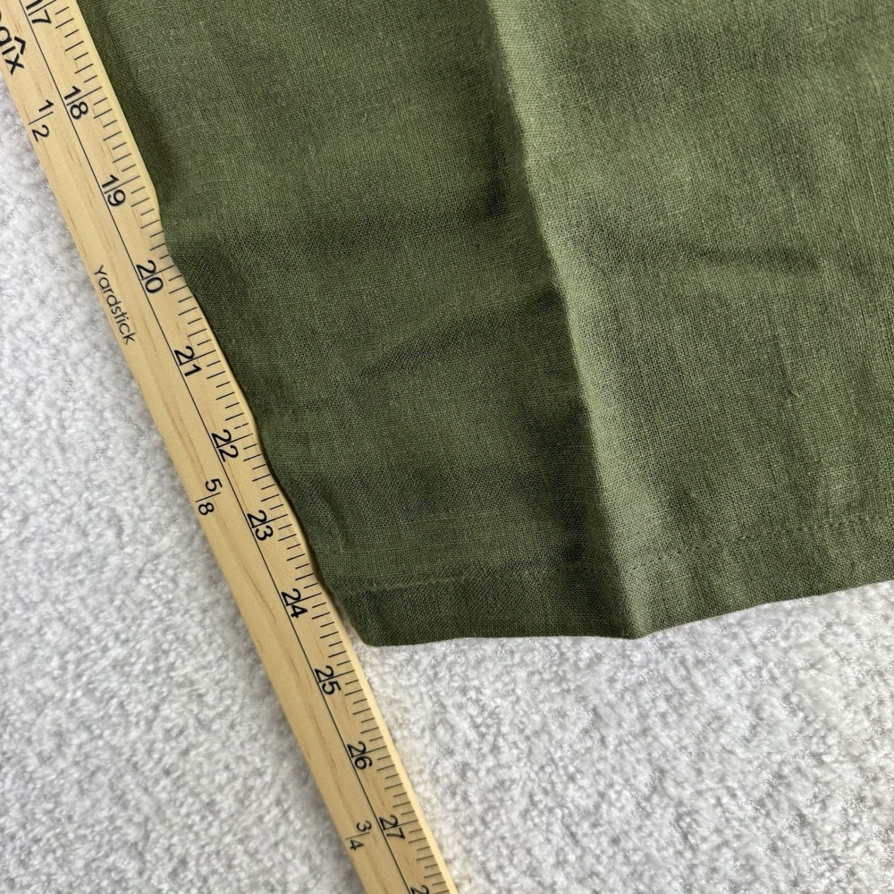 Susan Graver Regular Pure Easy Linen Utility Crop Pant Size 4x Olive Green - Picture 8 of 9
